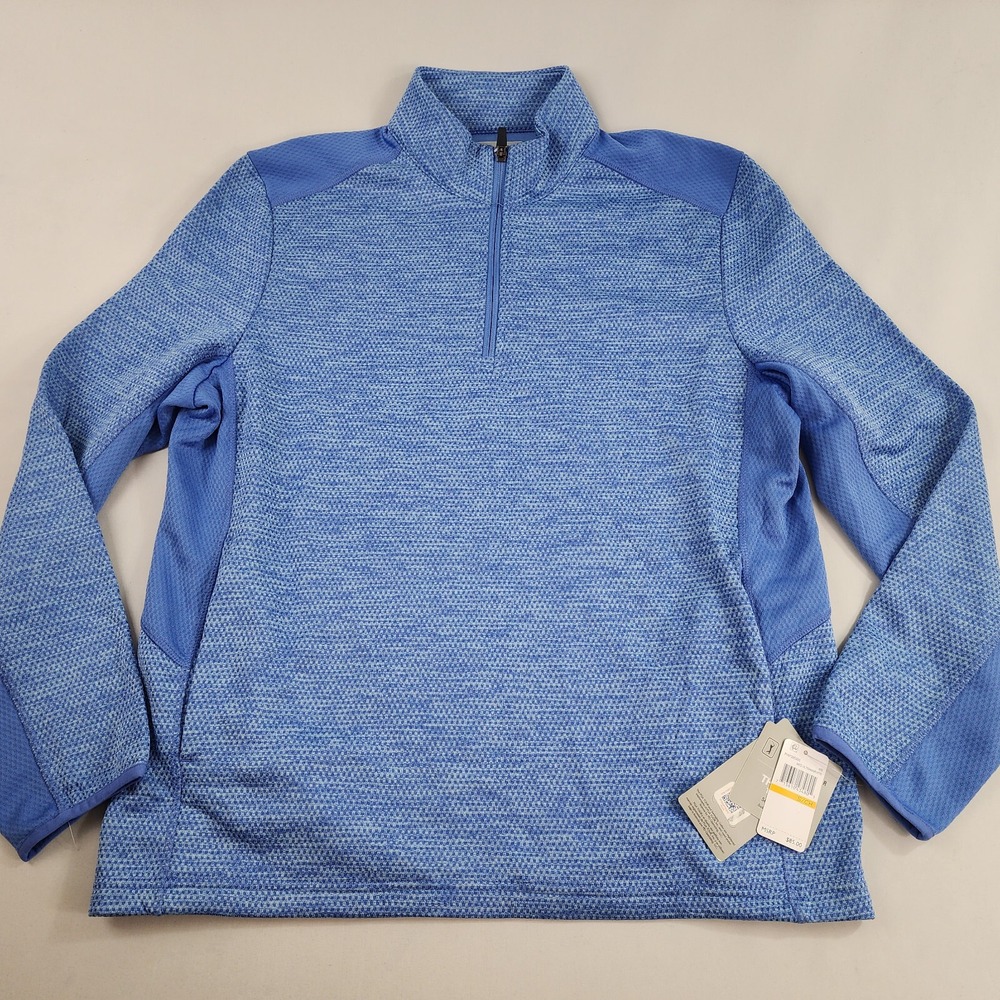 PGA TOUR Mens Thermal Golf Pullover Small Blue Zip PVKFD0C0DS Stretch Soft Warm